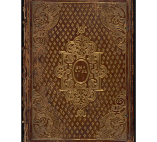 The binding of a seventeenth-century family book from Auckland Public Library, MS 237.