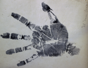 Handprint made during the 1909 Lorenz Expedition in Dutch New Guina