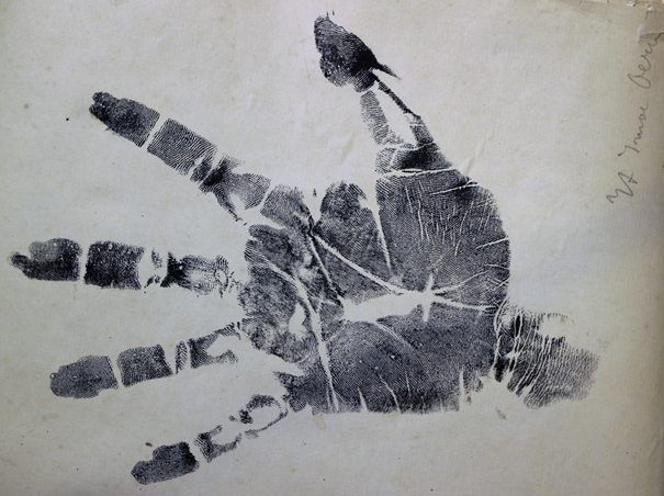 Handprint made during the 1909 Lorenz Expedition in Dutch New Guina