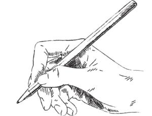 pendrawing of a hand writing.